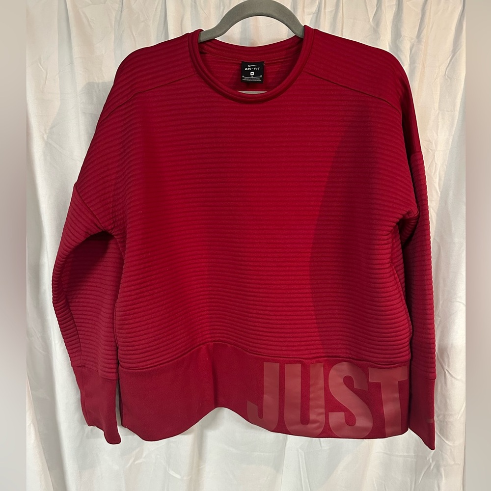 Nike Dri-FIT Red Ribbed Top, Medium